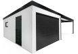 GARDEON® Garage mit Hörmann Garagentor, Fenster und Carport rechts